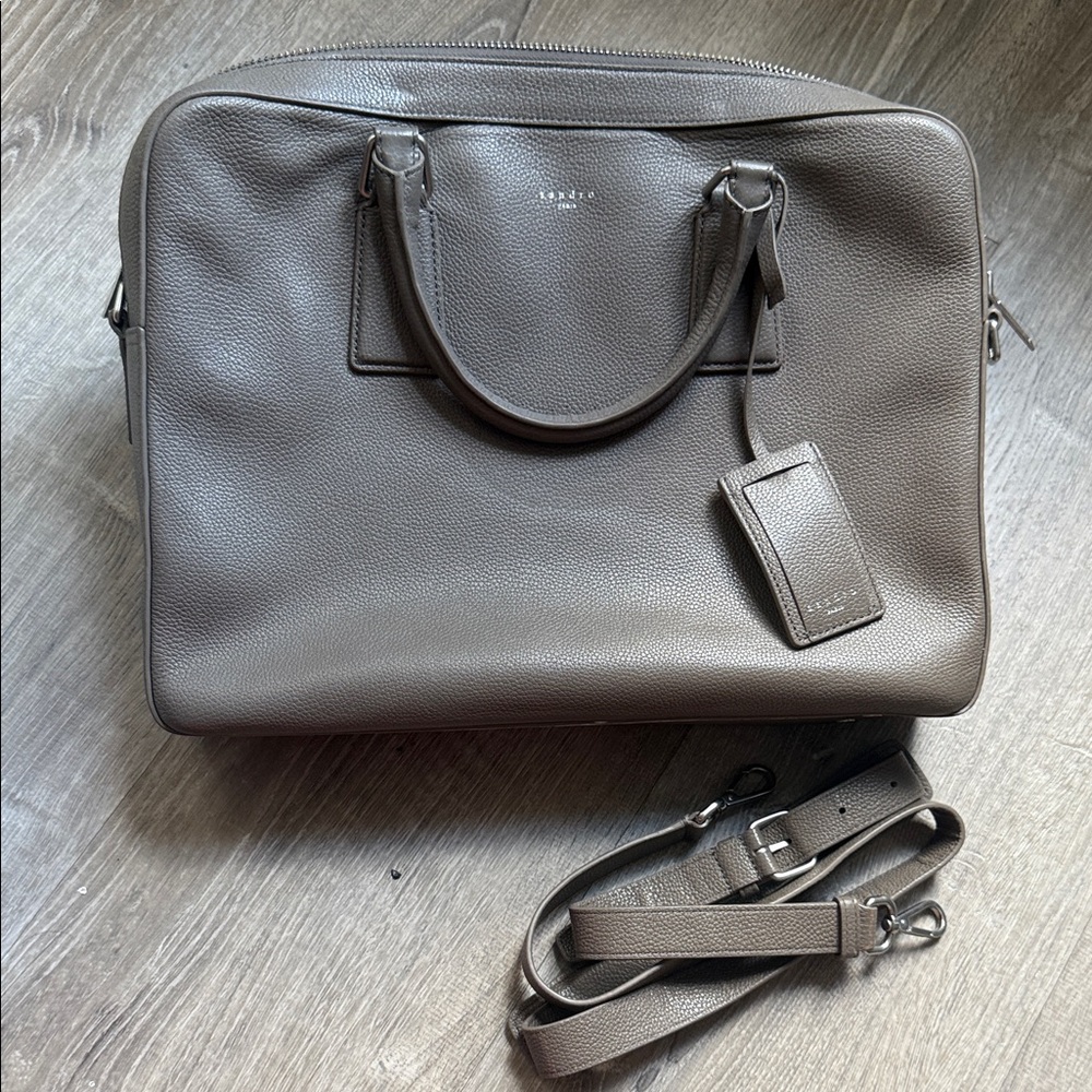 SANDRO Men's Briefcase in Taupe/Gray